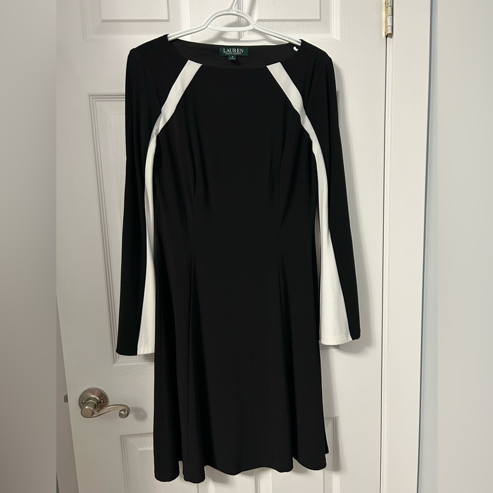 Ralph Lauren Black and White Long Sleeve Dress